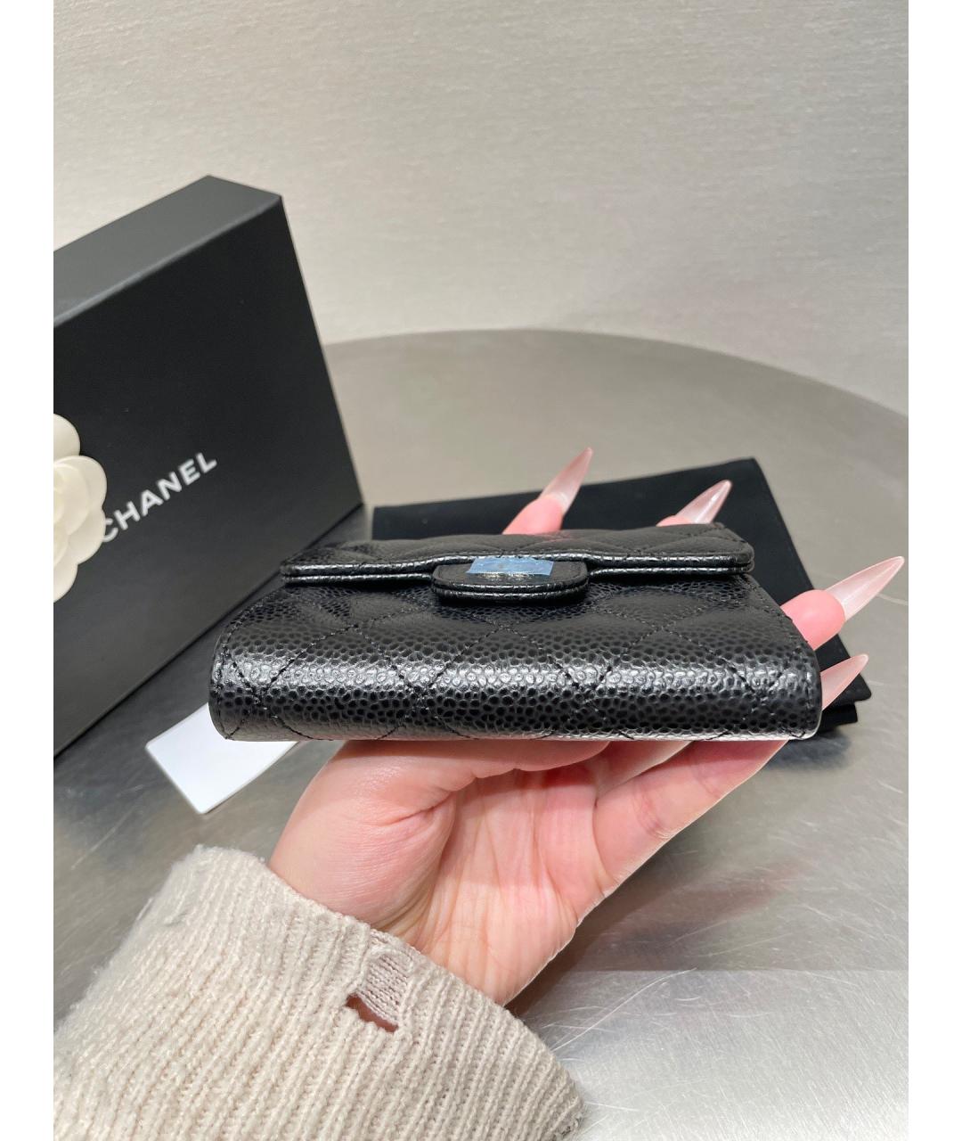 CHANEL Черный кожаный кошелек, фото 4