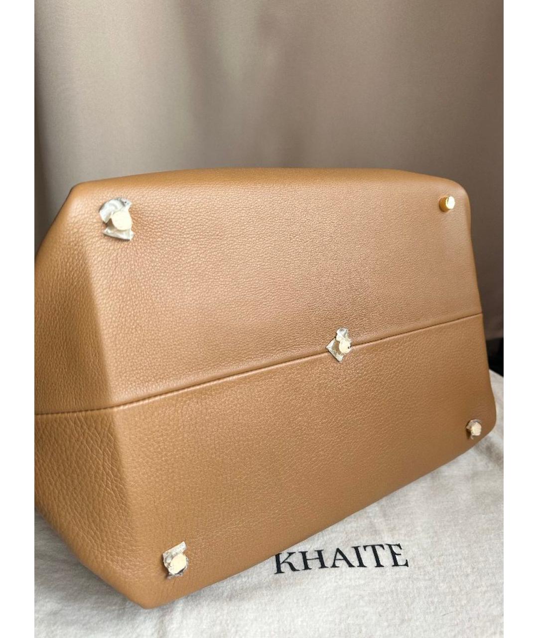 KHAITE Бежевая кожаная сумка тоут, фото 5