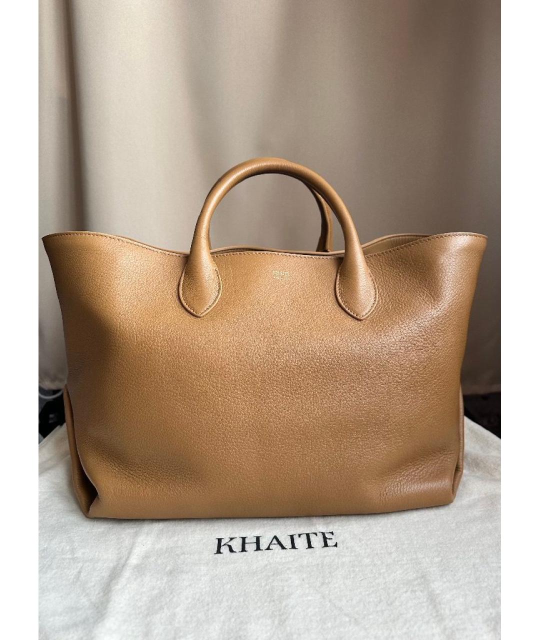 KHAITE Бежевая кожаная сумка тоут, фото 9