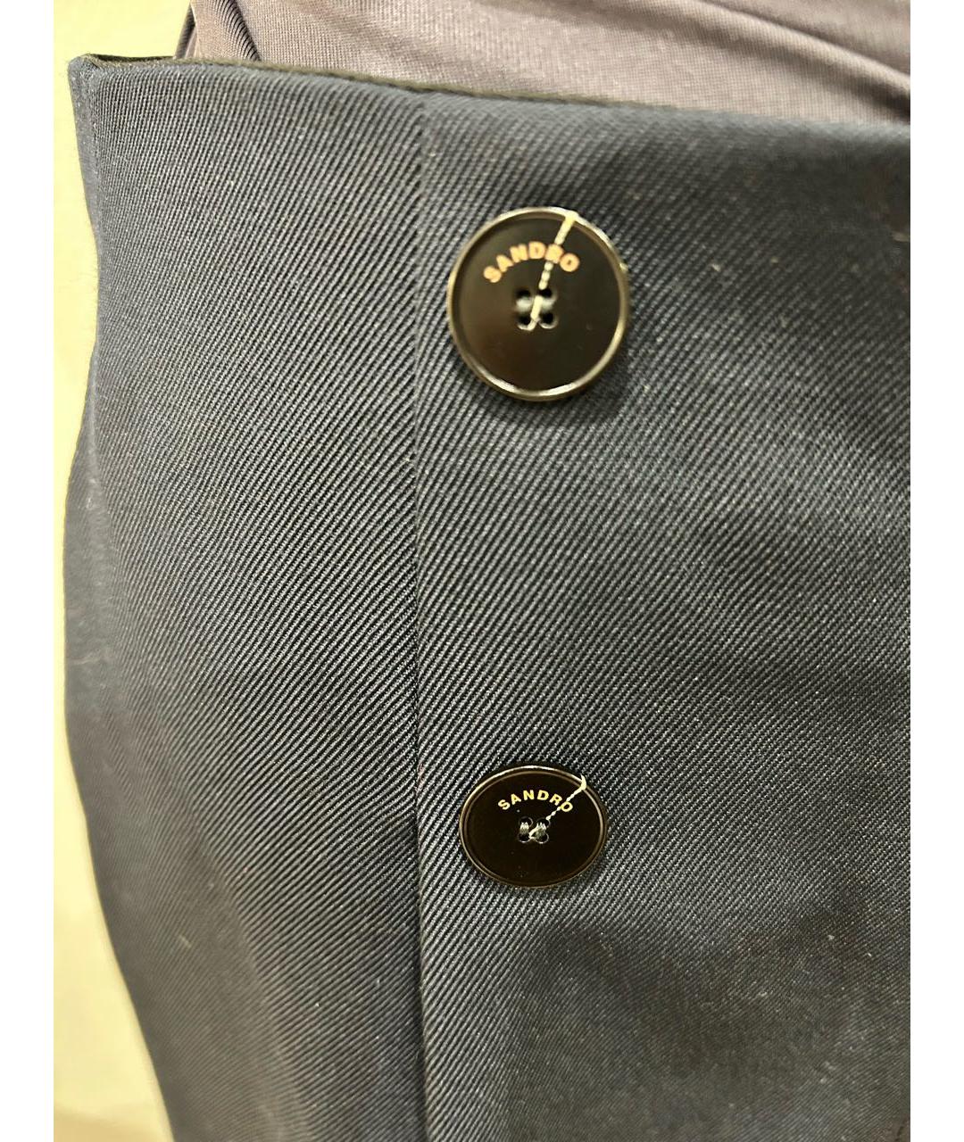 SANDRO Темно-синие полиэстеровые брюки широкие, фото 3