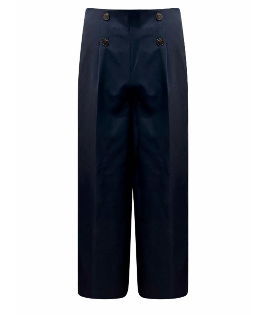 SANDRO Темно-синие полиэстеровые брюки широкие, фото 1