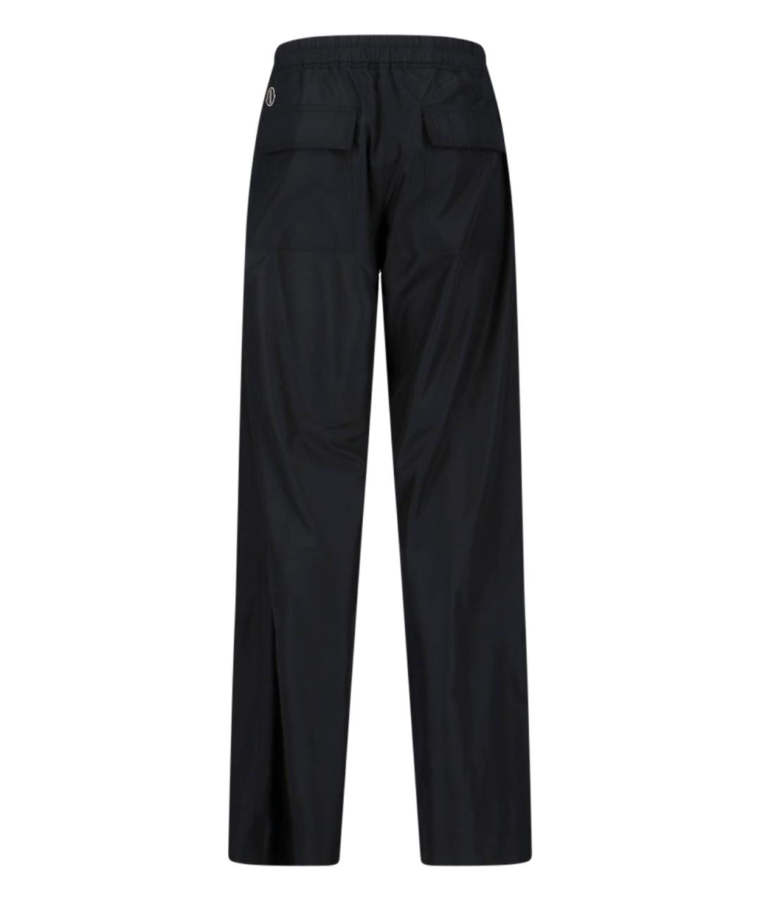 MONCLER Черные полиэстеровые прямые брюки, фото 2