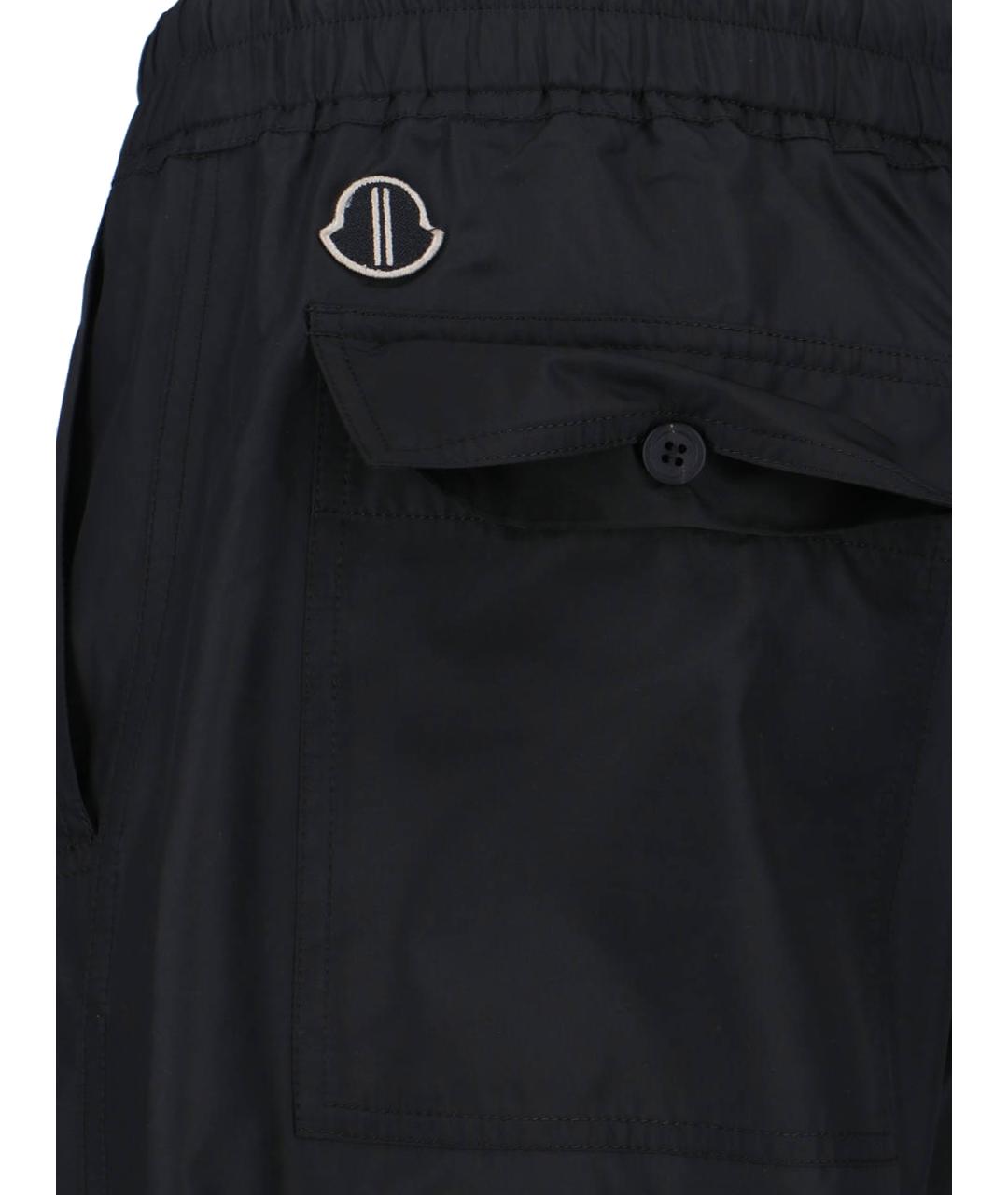 MONCLER Черные полиэстеровые прямые брюки, фото 4
