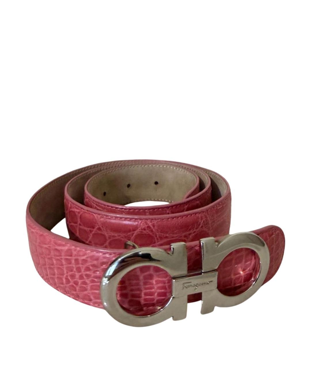 FERRAGAMO Розовый ремень из экзотической кожи, фото 1