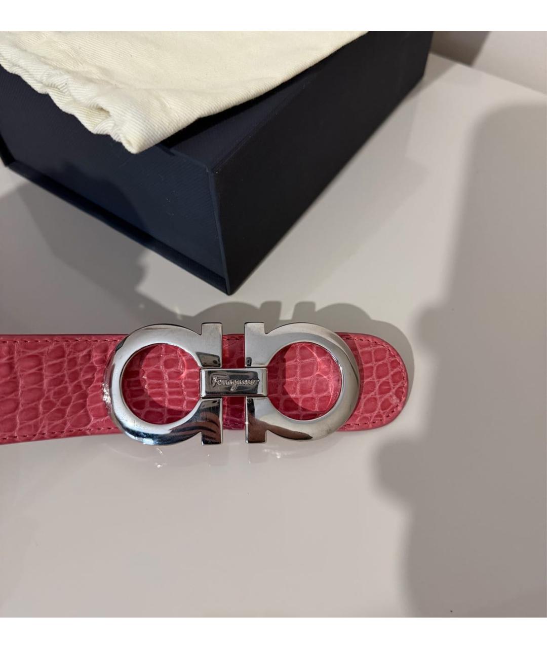 FERRAGAMO Розовый ремень из экзотической кожи, фото 3