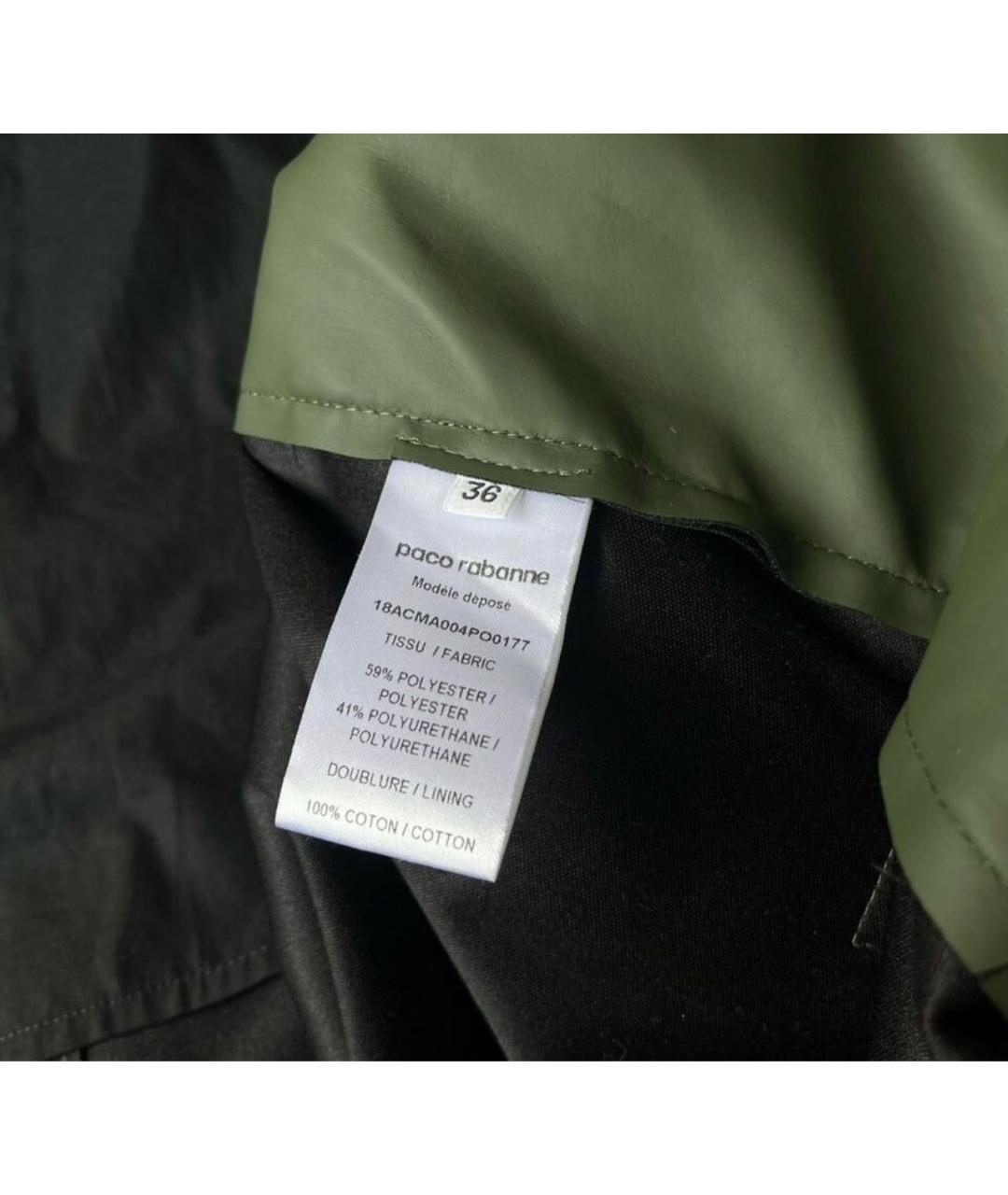 PACO RABANNE Зеленый полиэстеровый тренч/плащ, фото 7