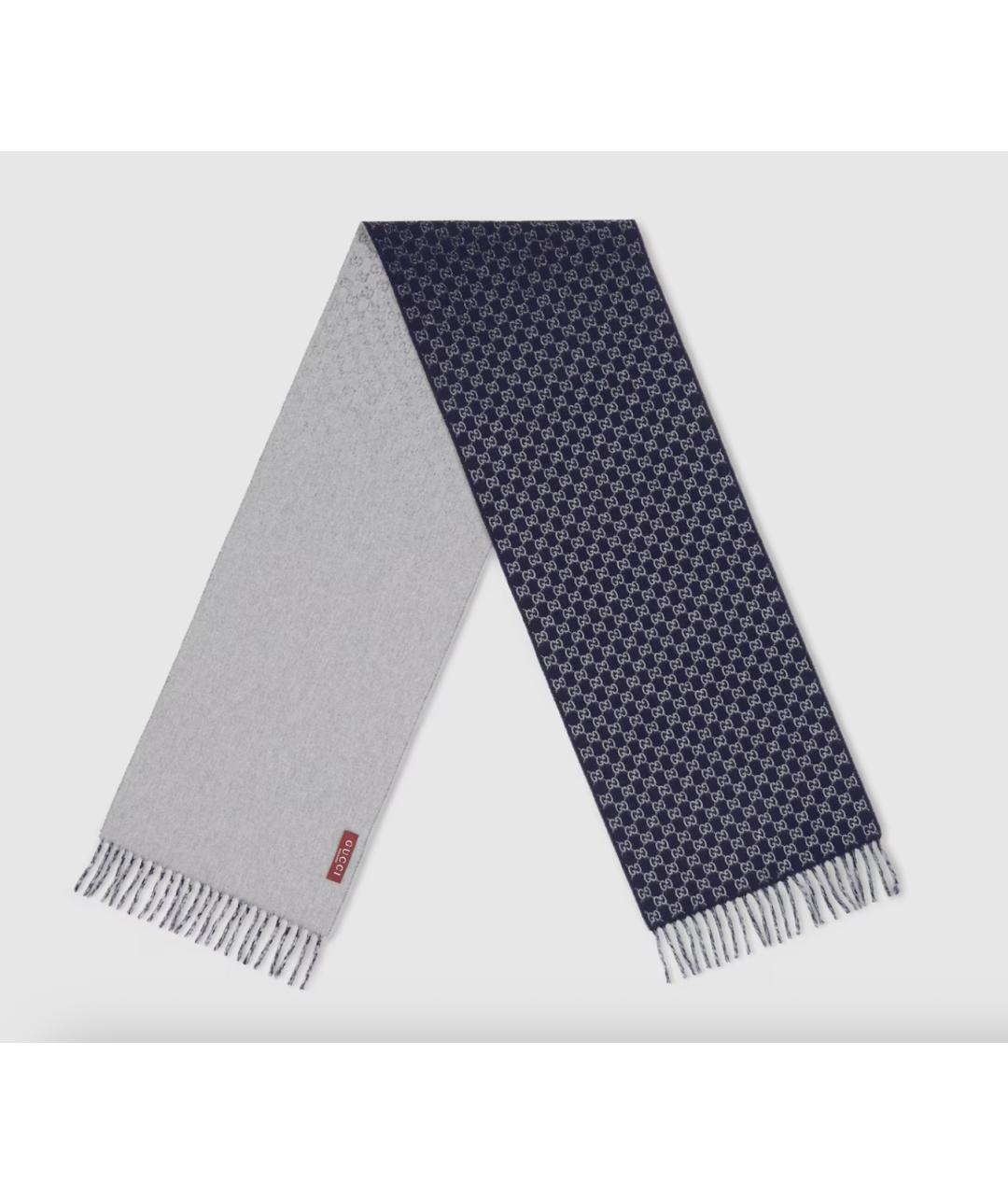 GUCCI Темно-синий шерстяной шарф, фото 2