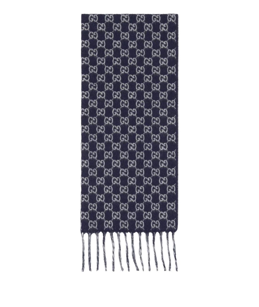 GUCCI Темно-синий шерстяной шарф, фото 1