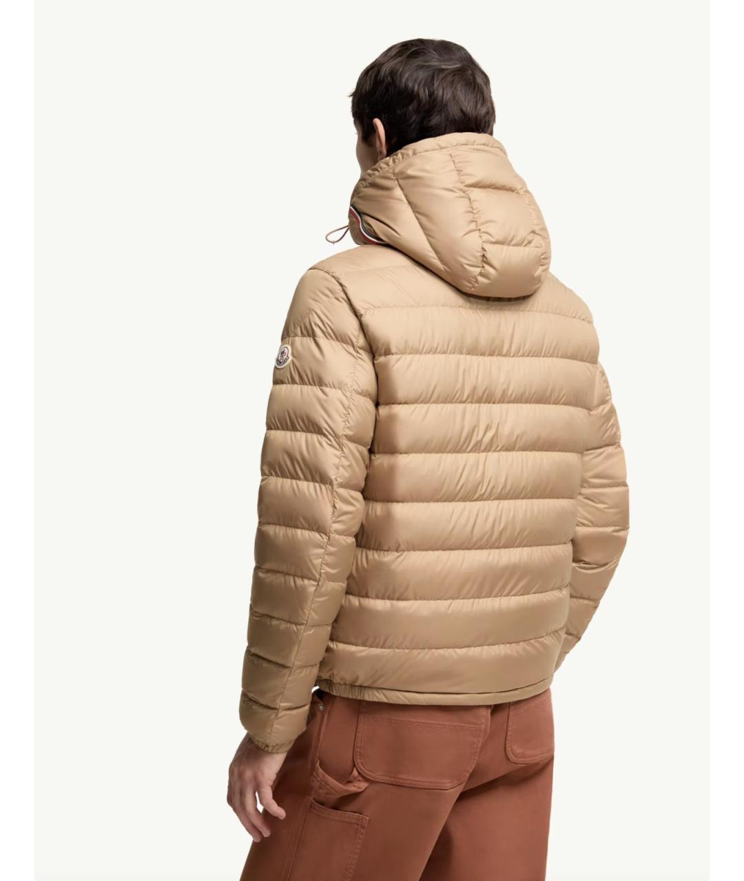 MONCLER Бежевый полиамидовый пуховик, фото 5