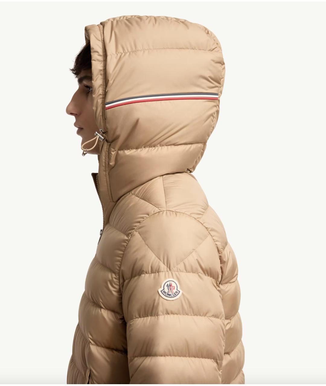 MONCLER Бежевый полиамидовый пуховик, фото 3