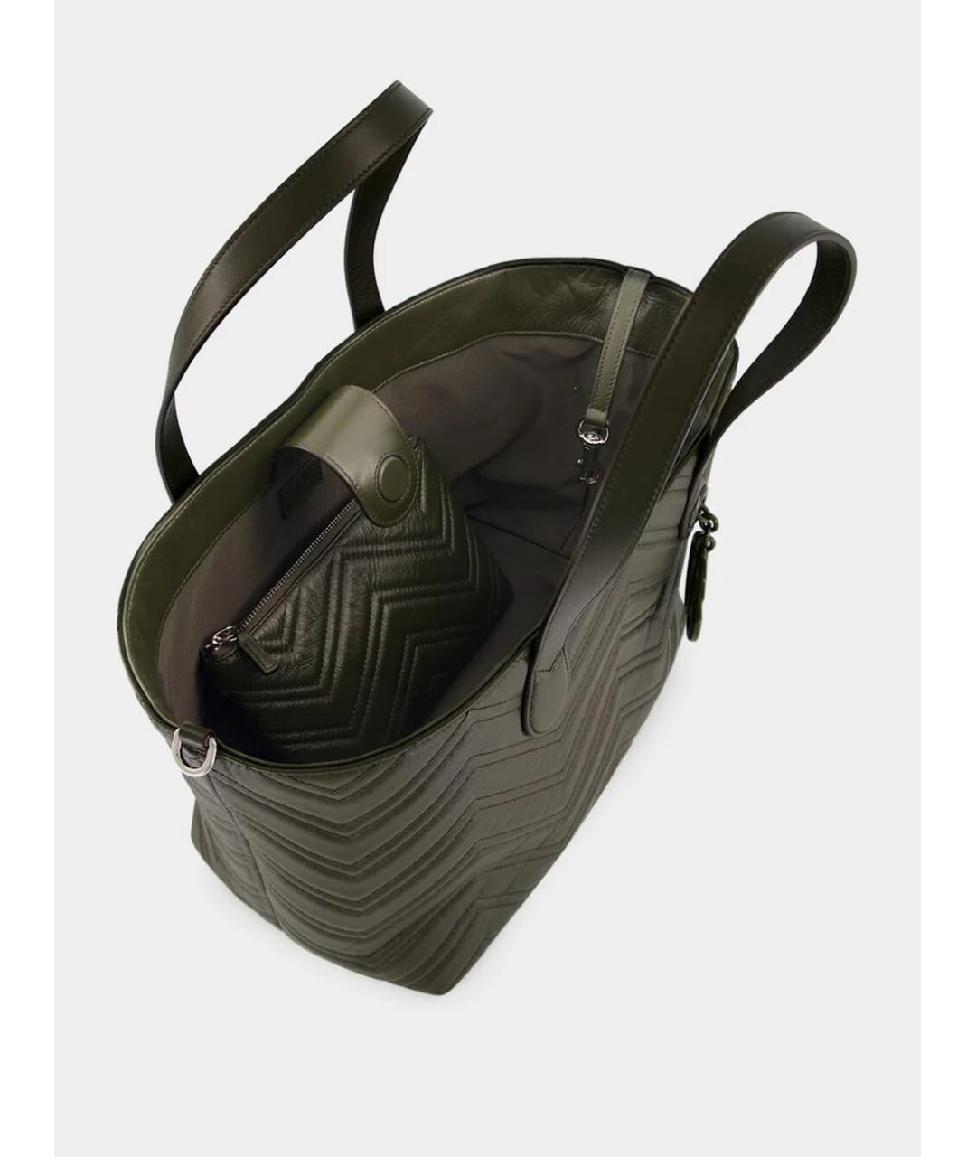 GUCCI Зеленая кожаная сумка тоут, фото 5