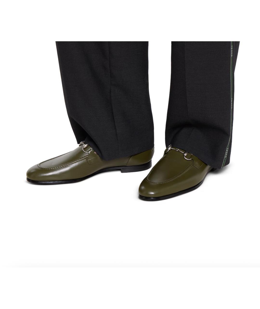 GUCCI Зеленые кожаные лоферы, фото 4