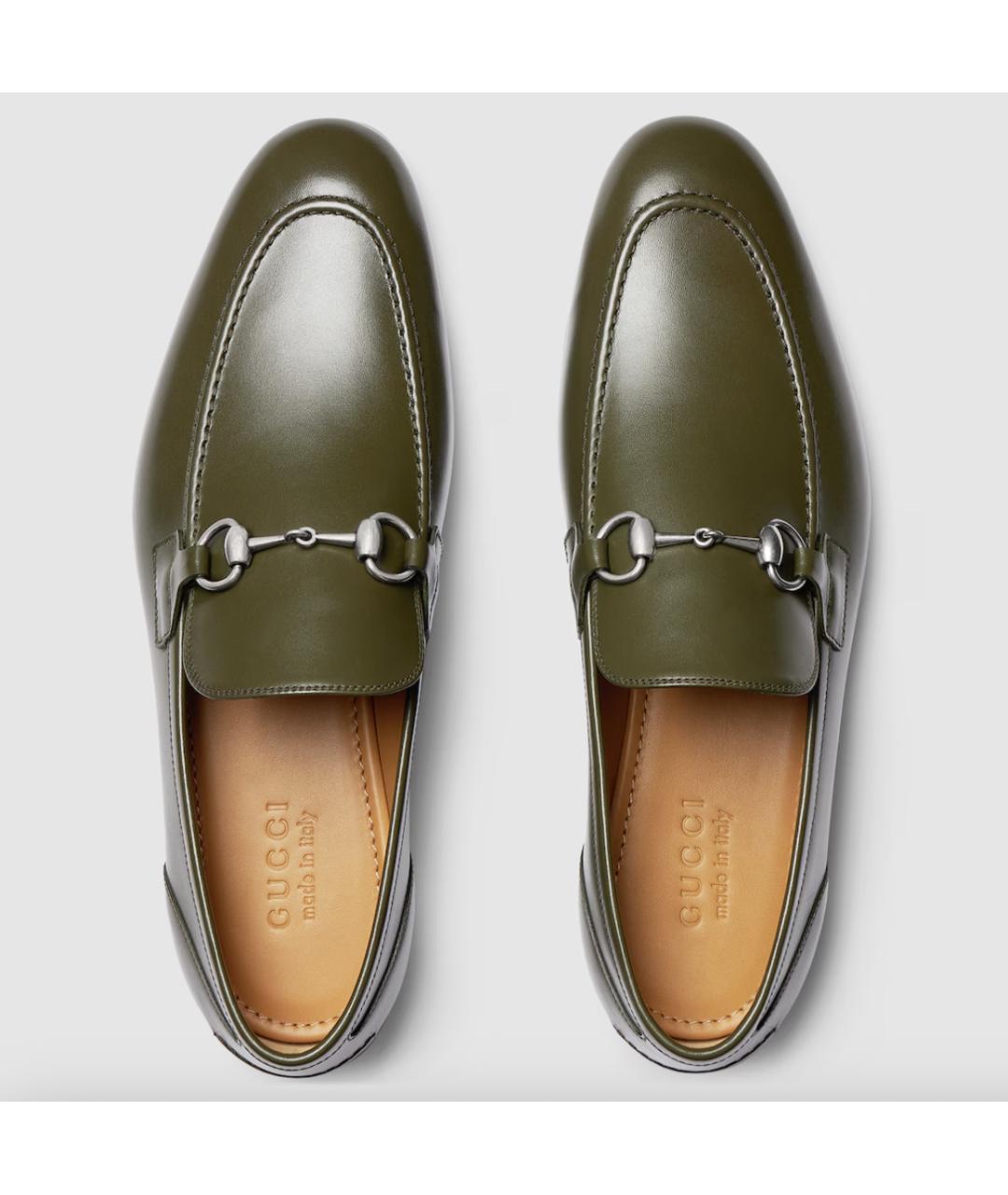GUCCI Зеленые кожаные лоферы, фото 6