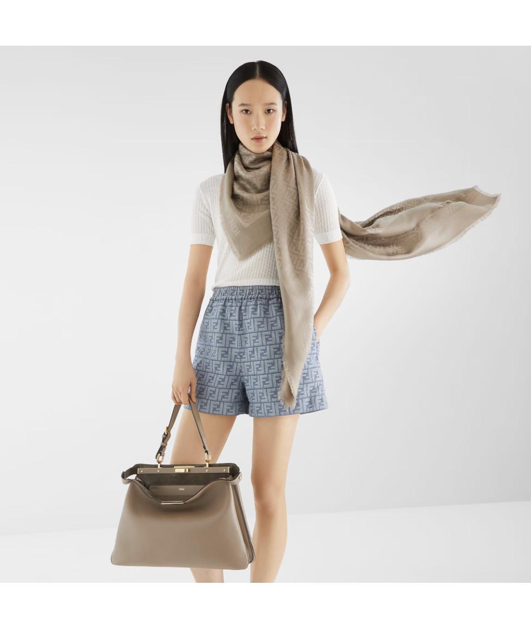 FENDI Бежевый шарф, фото 4