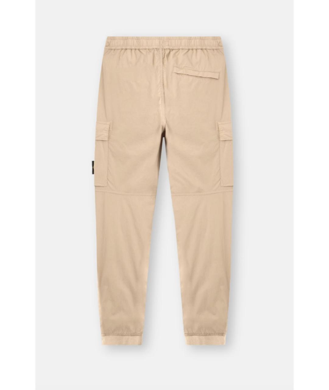 STONE ISLAND Бежевые хлопко-эластановые повседневные брюки, фото 5