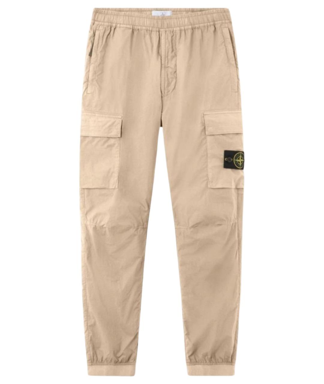 STONE ISLAND Бежевые хлопко-эластановые повседневные брюки, фото 1