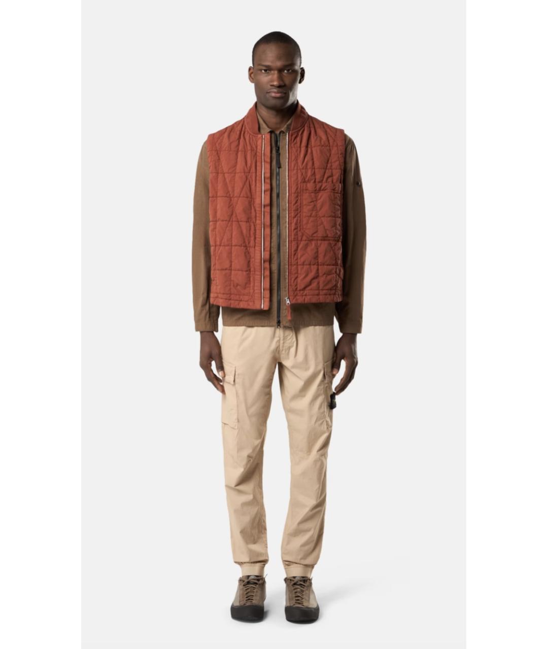 STONE ISLAND Бежевые хлопко-эластановые повседневные брюки, фото 2