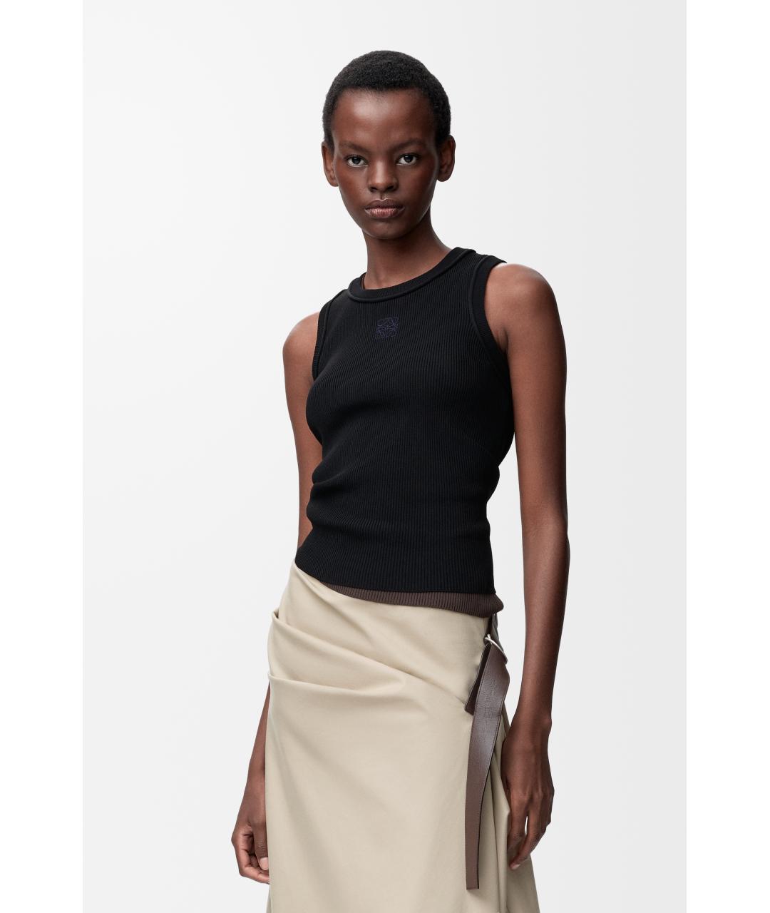 LOEWE Черная хлопковая майка, фото 3