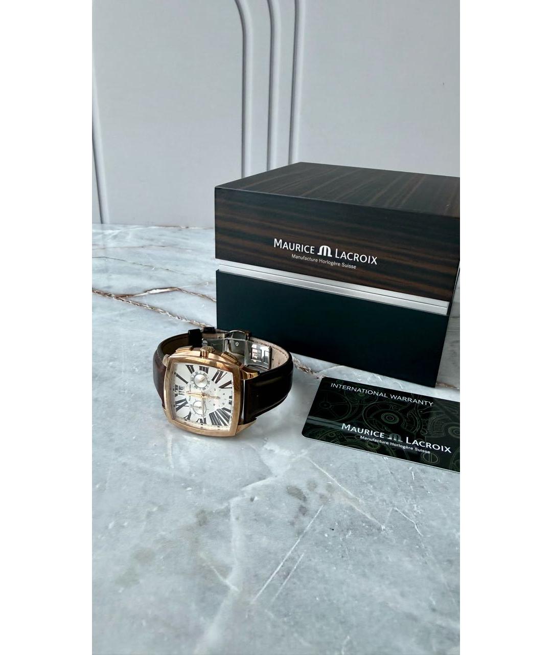 MAURICE LACROIX Коричневые позолоченные часы, фото 5