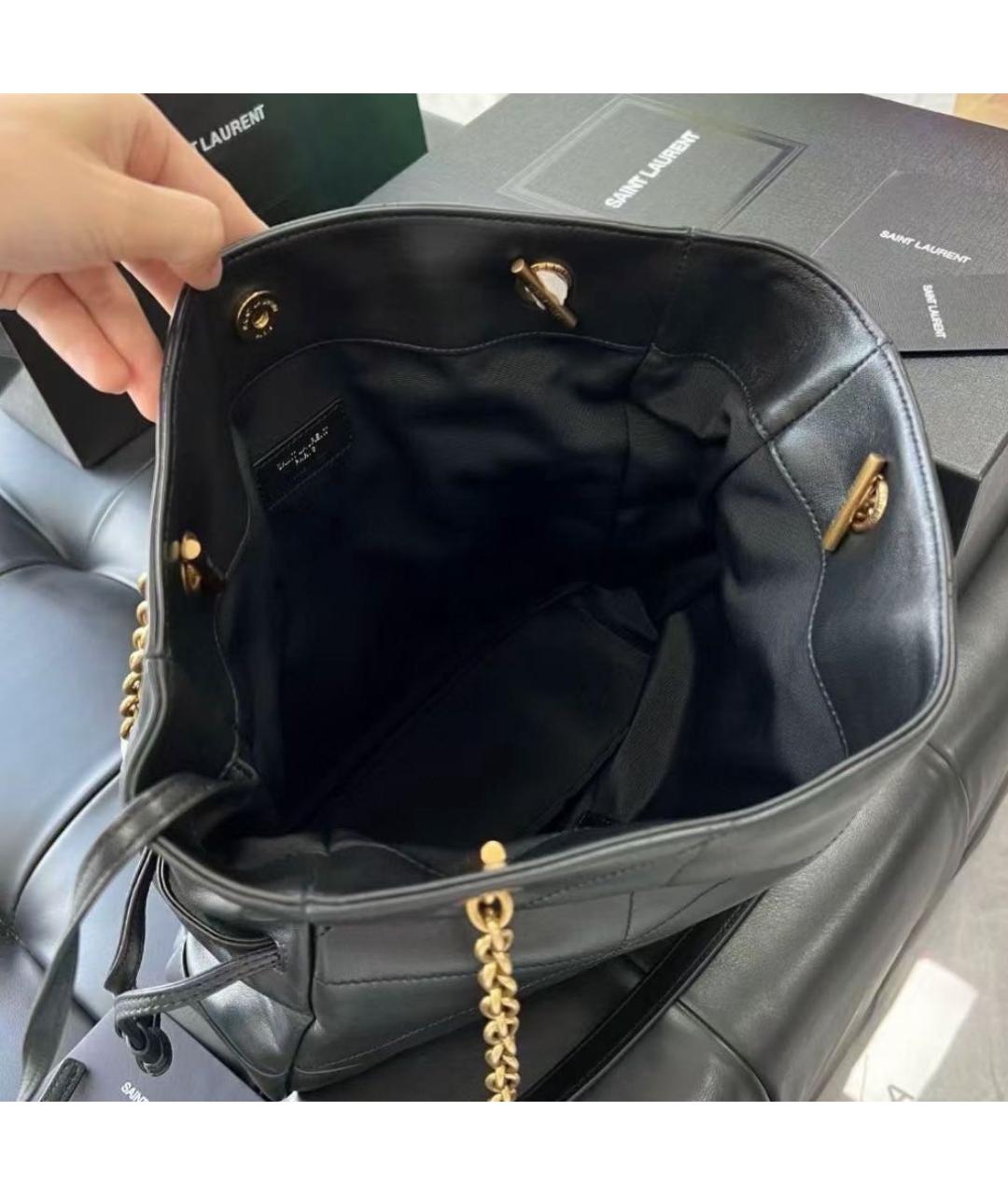 SAINT LAURENT Черная кожаная сумка тоут, фото 4