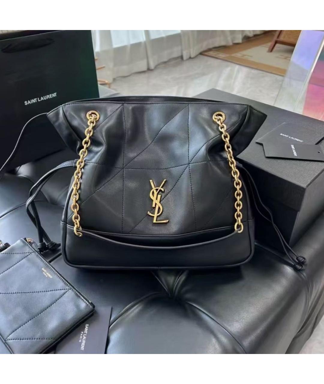 SAINT LAURENT Черная кожаная сумка тоут, фото 2