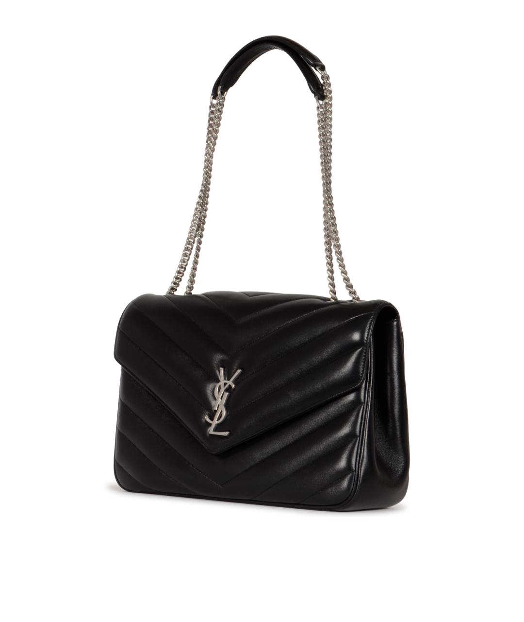 SAINT LAURENT Черная кожаная сумка через плечо, фото 2