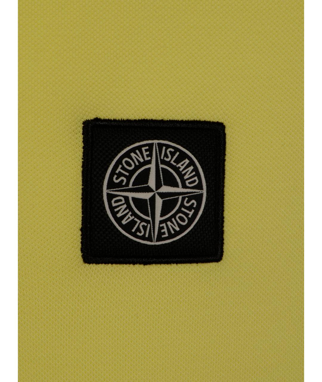 STONE ISLAND Желтое хлопковое поло с коротким рукавом, фото 3