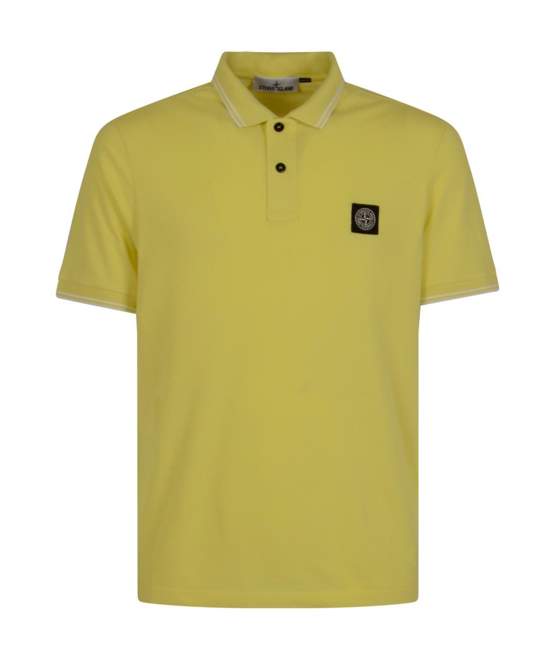 STONE ISLAND Желтое хлопковое поло с коротким рукавом, фото 1