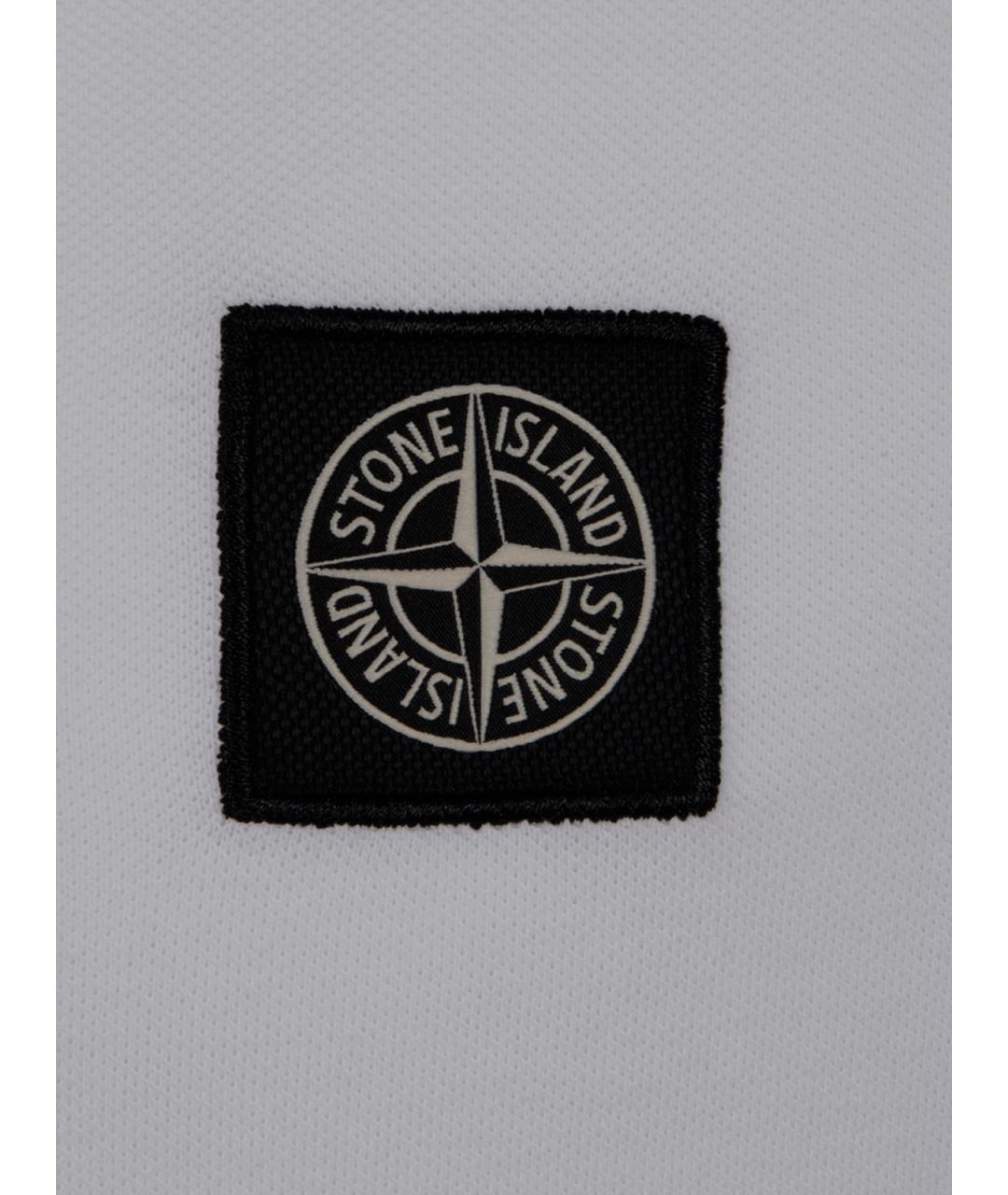 STONE ISLAND Белое хлопковое поло с коротким рукавом, фото 3