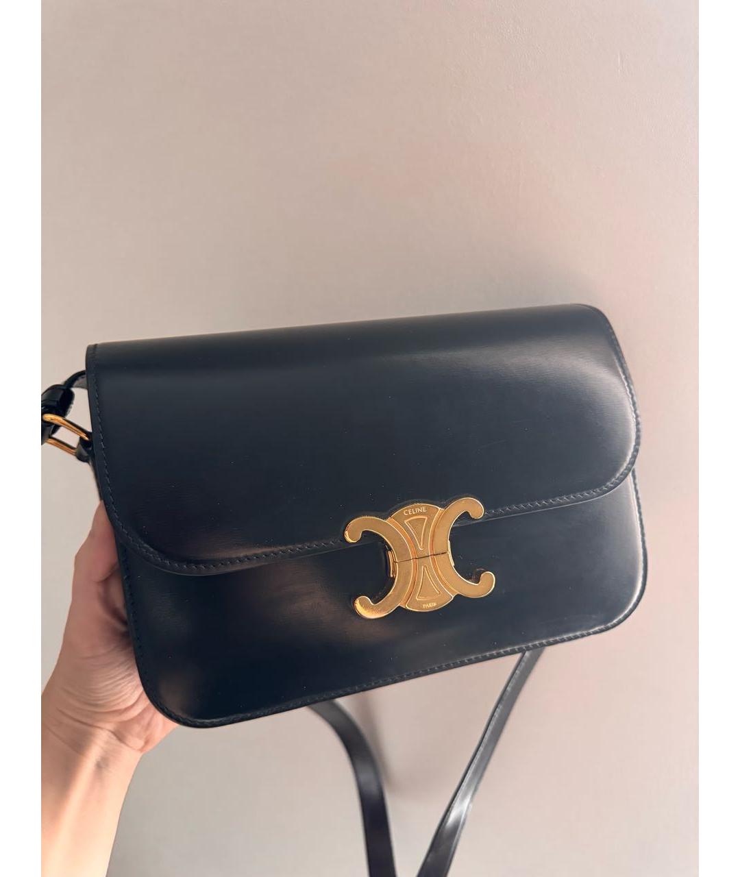 CELINE Черная кожаная сумка через плечо, фото 2