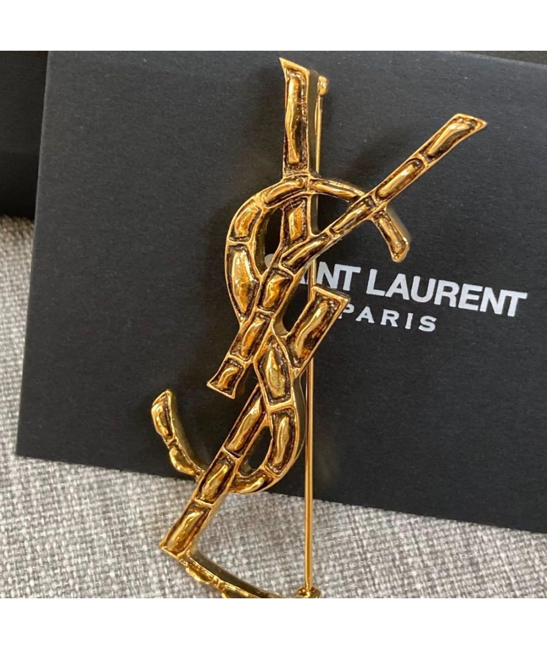 SAINT LAURENT Золотая латунная булавка / брошь, фото 3
