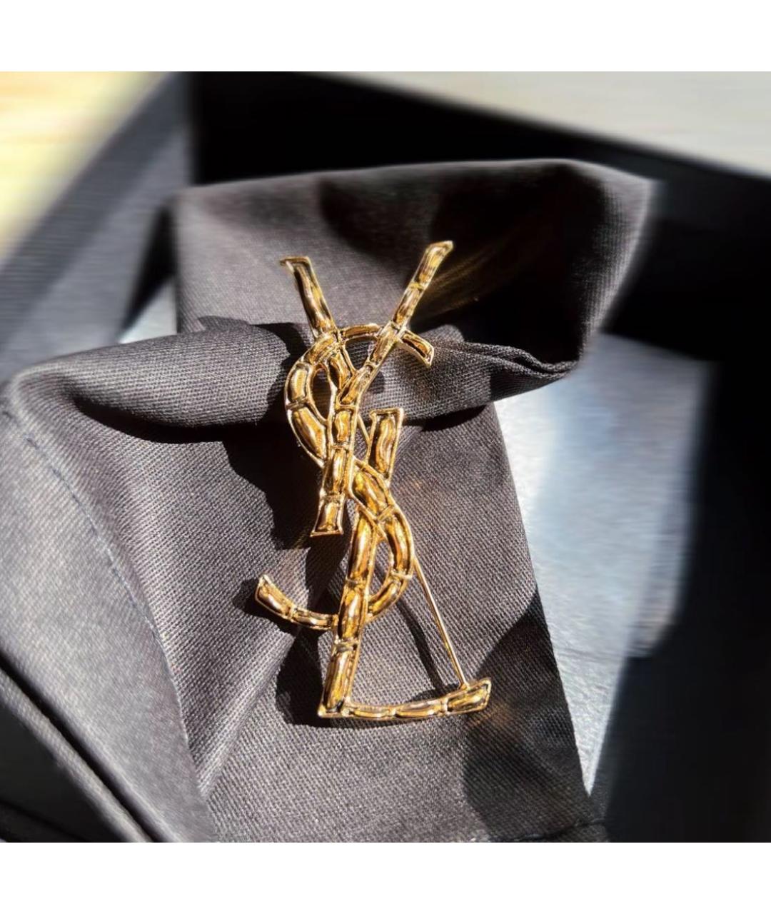SAINT LAURENT Золотая латунная булавка / брошь, фото 2