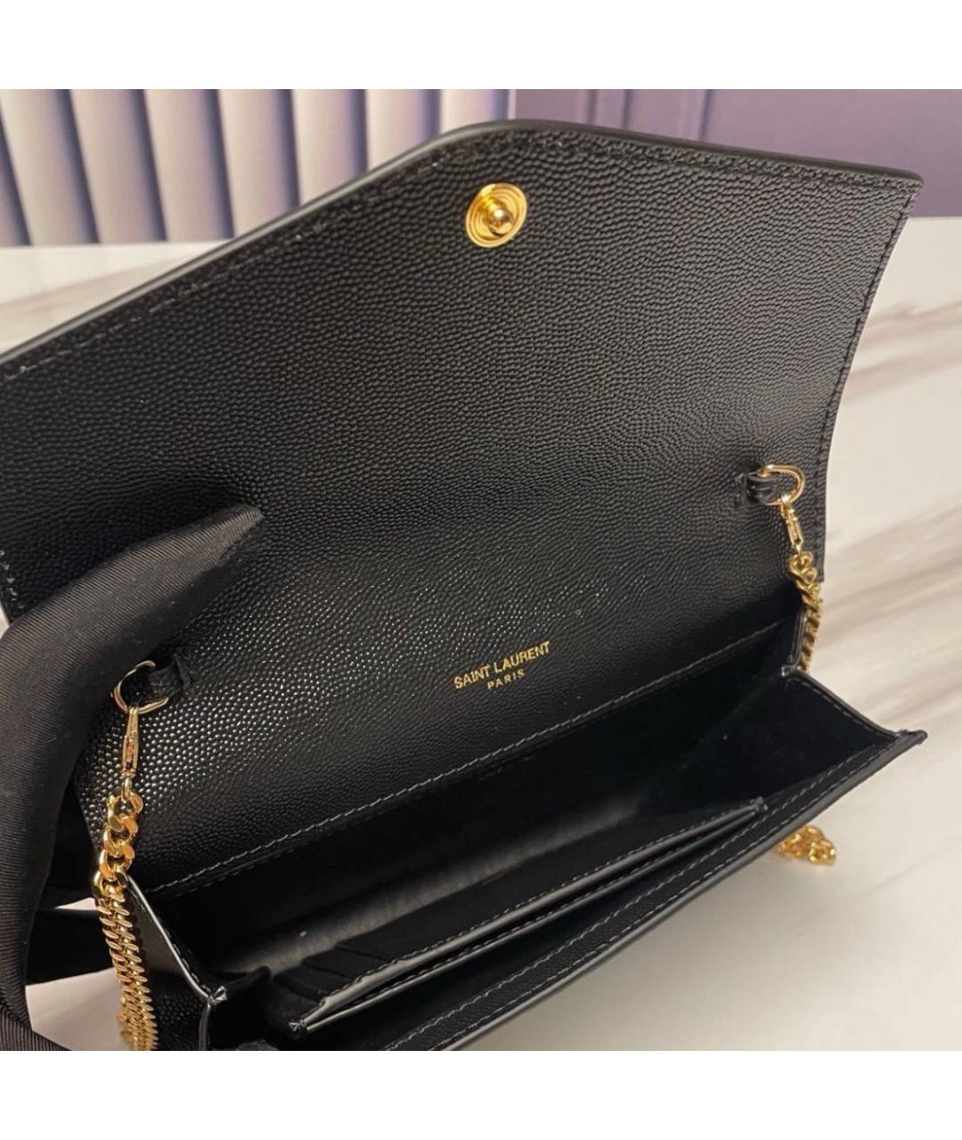 SAINT LAURENT Черный кожаный кошелек, фото 4