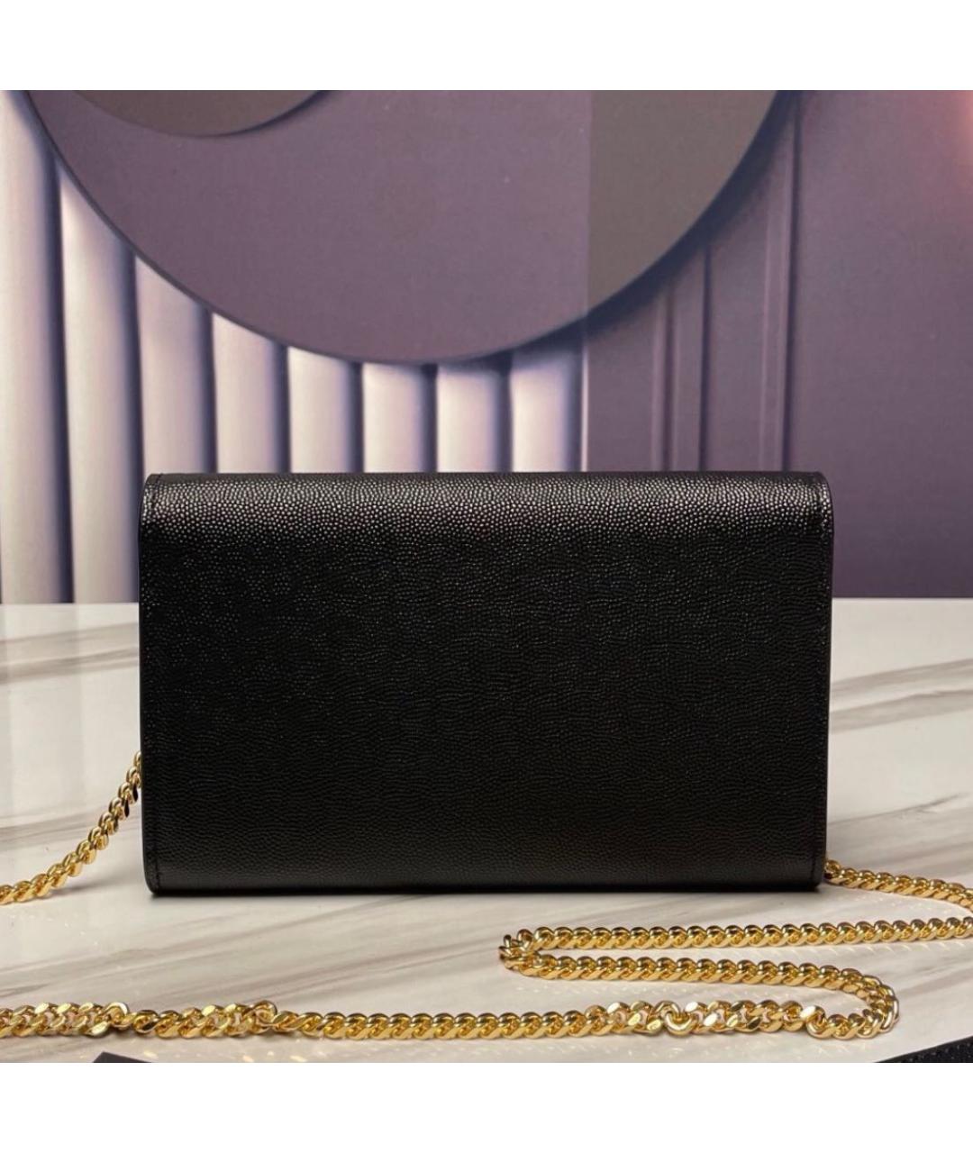 SAINT LAURENT Черный кожаный кошелек, фото 3