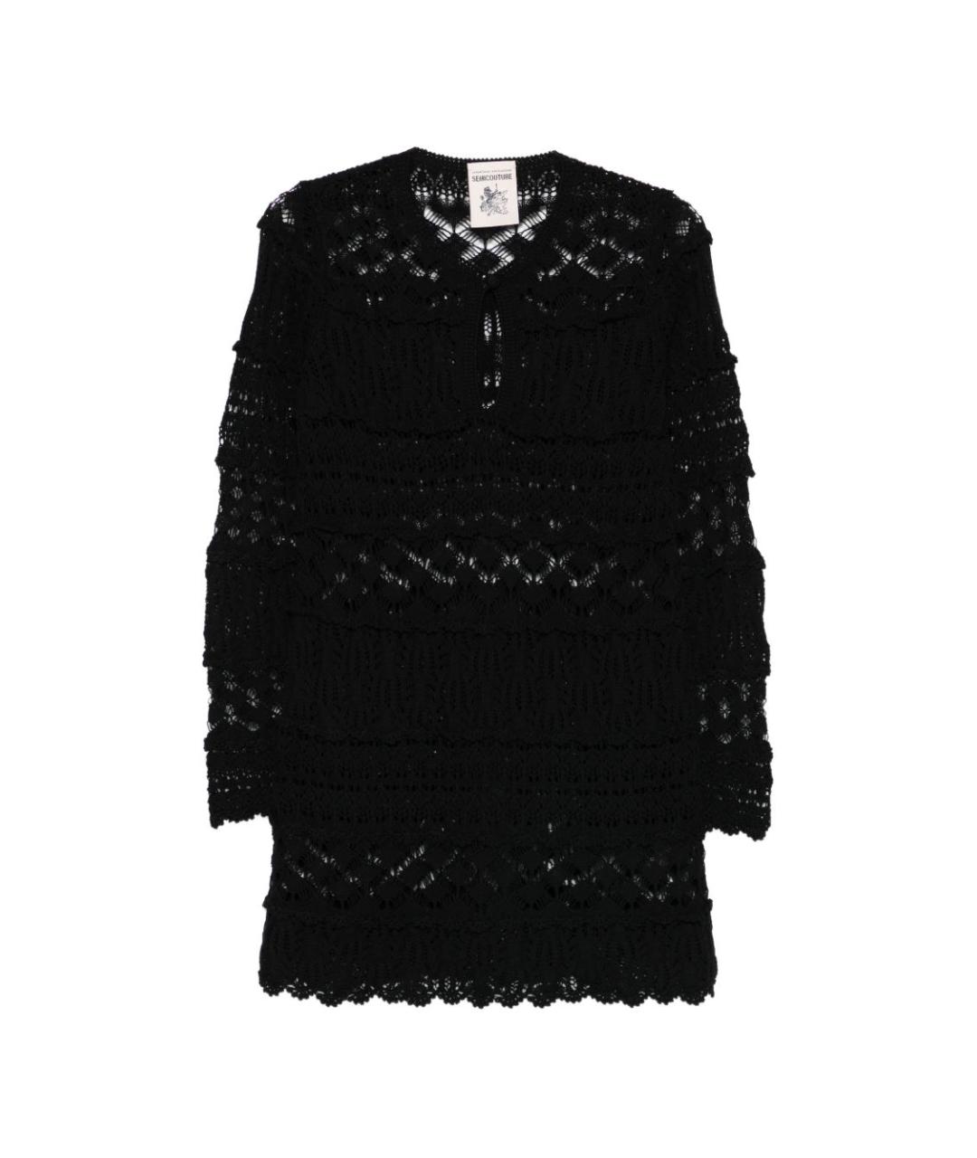 SEMICOUTURE Черное хлопковое повседневное платье, фото 1