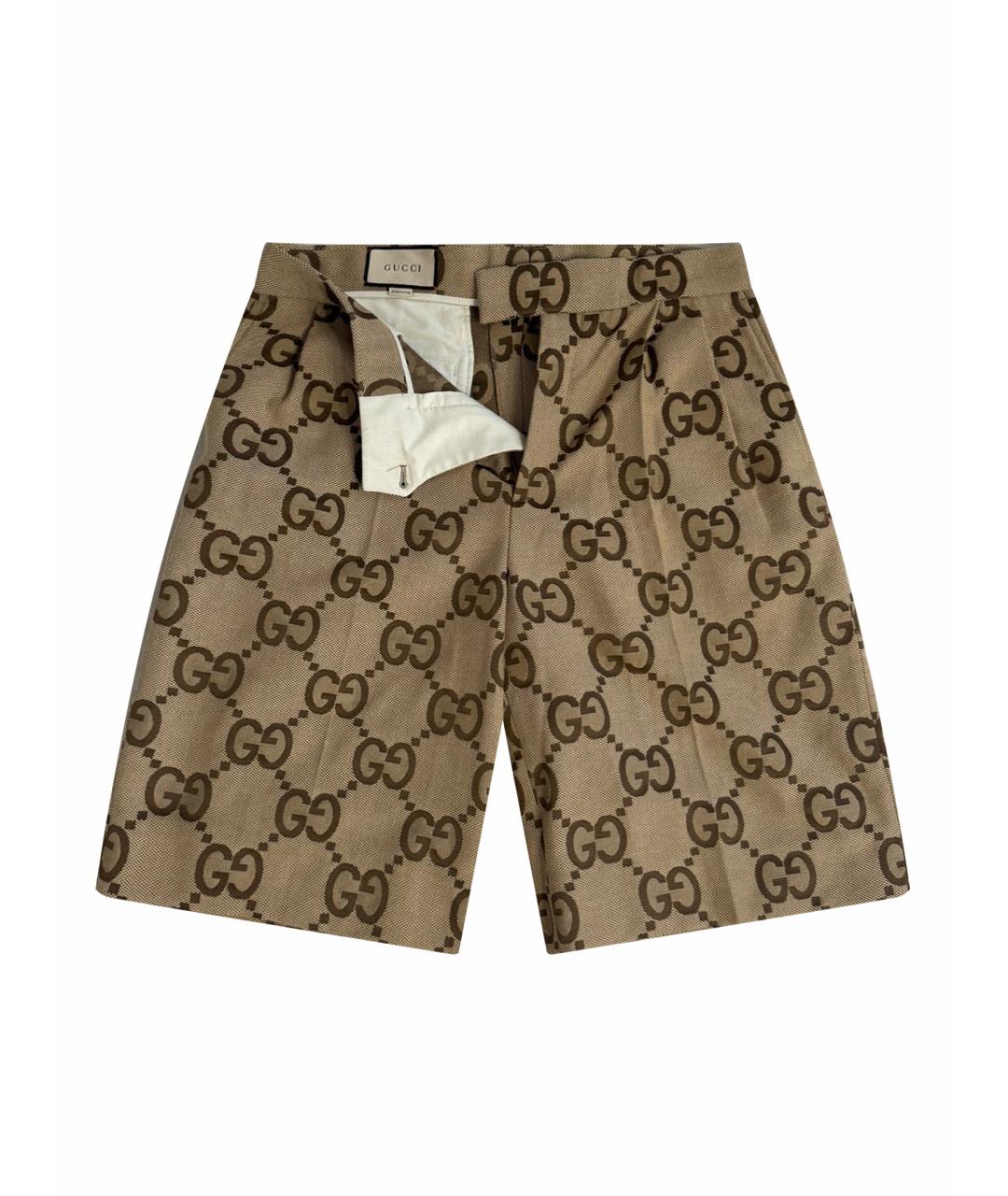 GUCCI Горчичные хлопковые шорты, фото 1