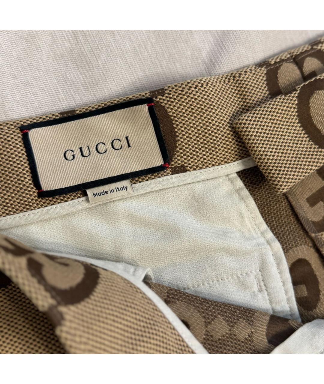 GUCCI Горчичные хлопковые шорты, фото 3