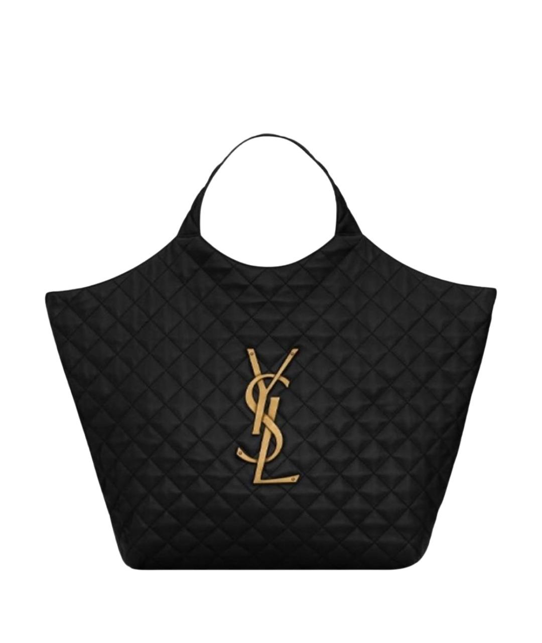 SAINT LAURENT Черная кожаная сумка тоут, фото 1