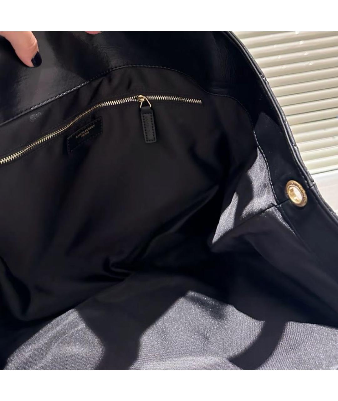 SAINT LAURENT Черная кожаная сумка тоут, фото 4