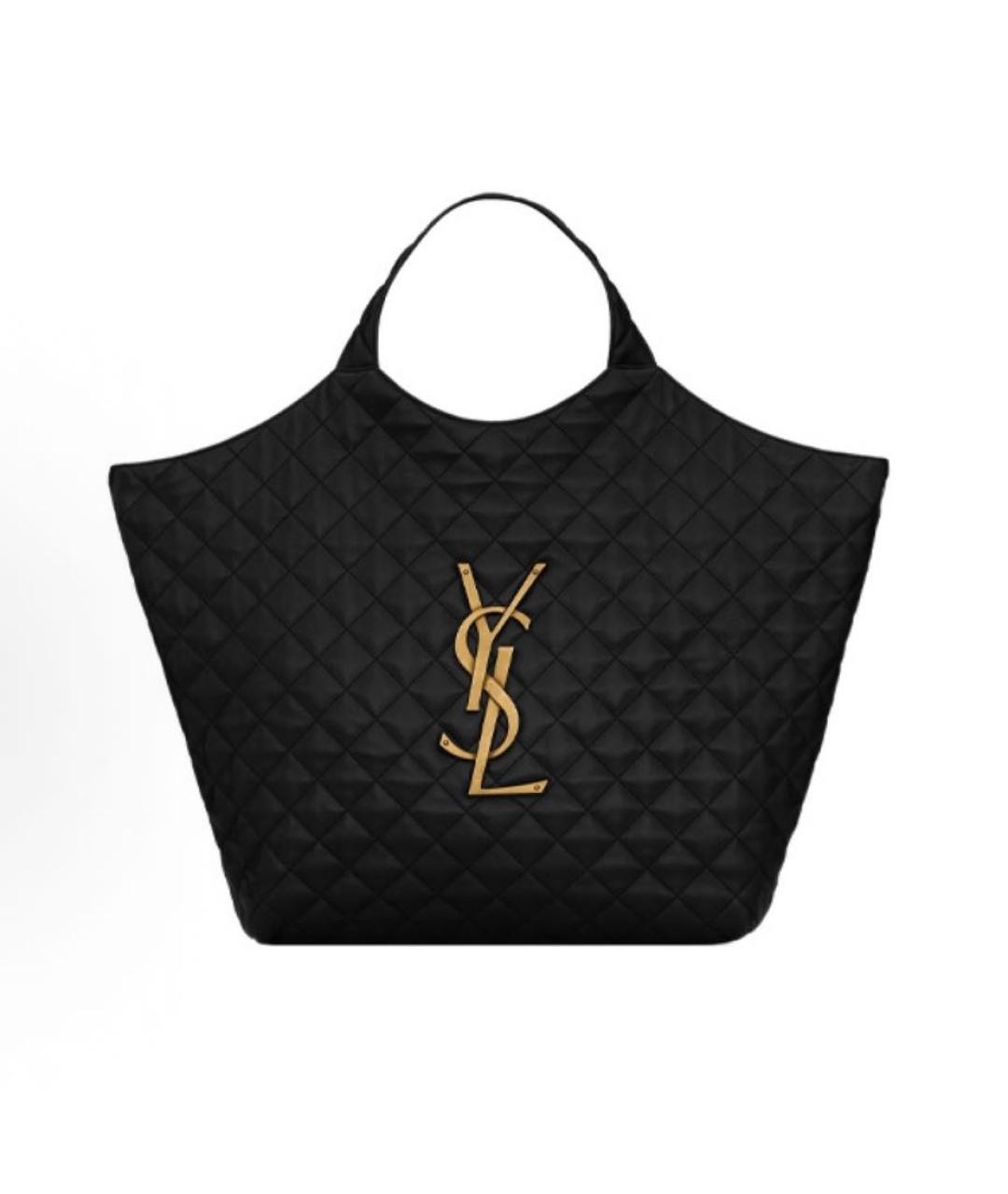 SAINT LAURENT Черная кожаная сумка тоут, фото 5