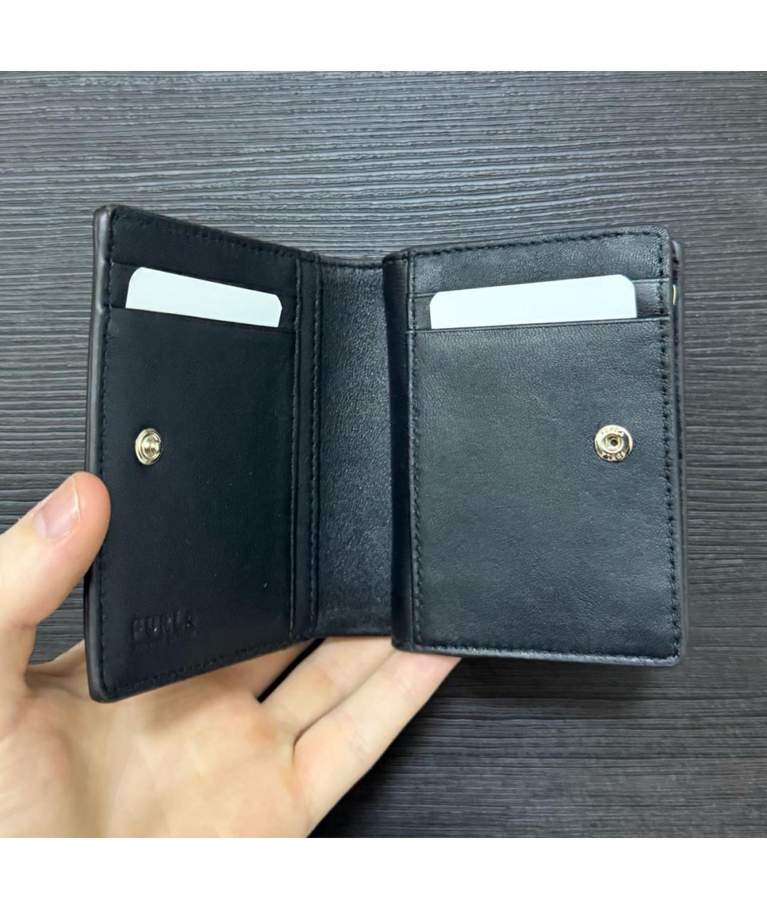 FURLA Черный кожаный кошелек, фото 3