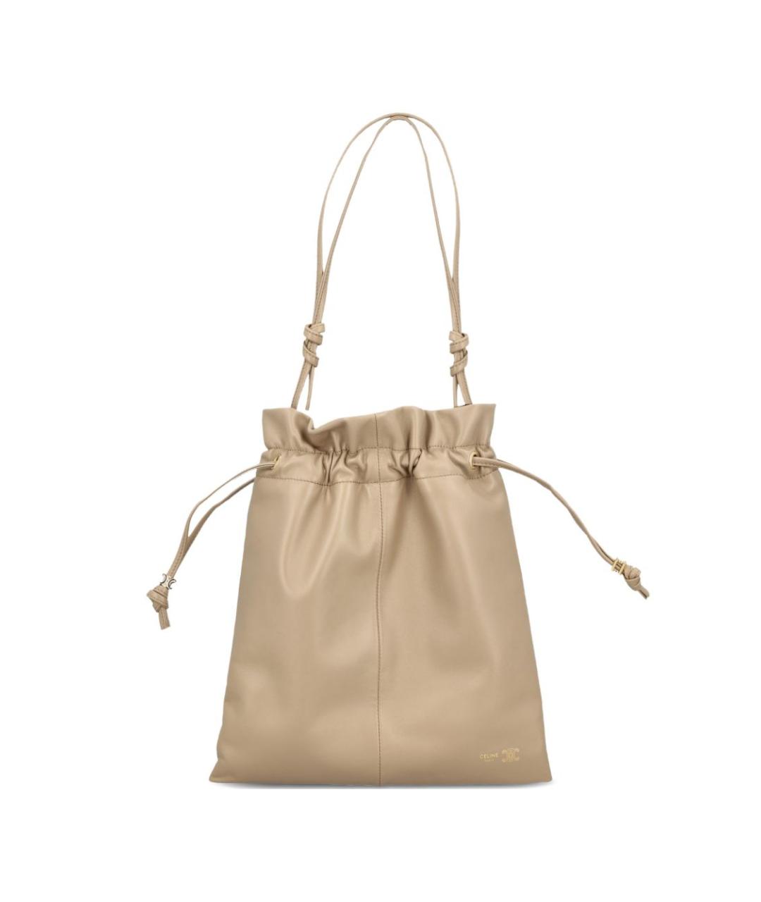 CELINE Бежевая кожаная сумка через плечо, фото 1