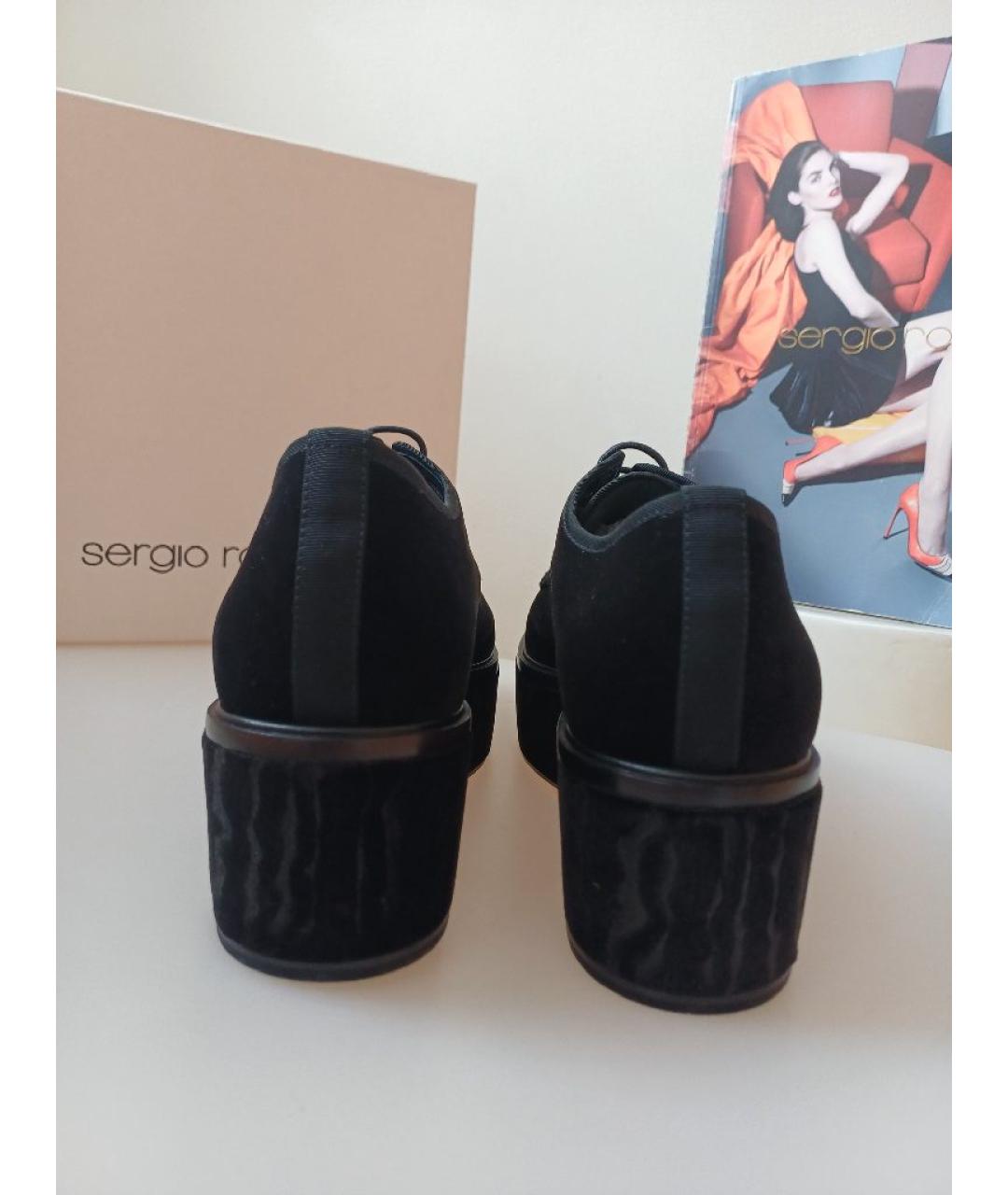 SERGIO ROSSI Черные бархатные ботинки, фото 8