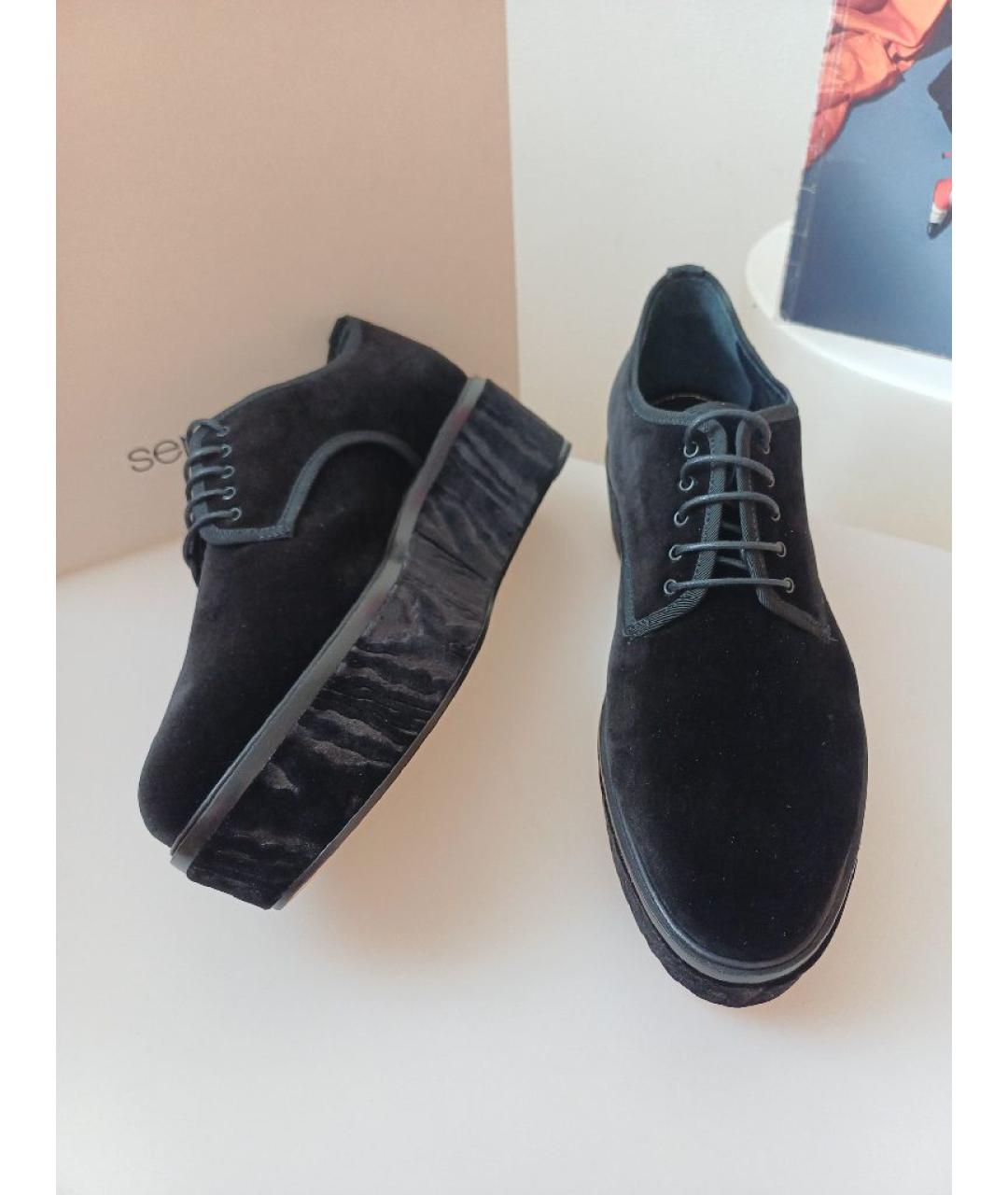 SERGIO ROSSI Черные бархатные ботинки, фото 7