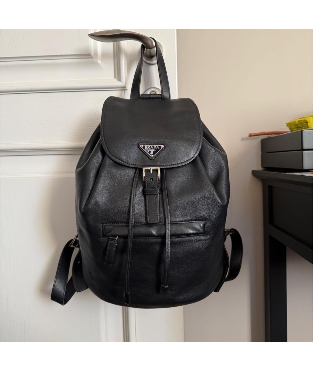 PRADA Черный кожаный рюкзак, фото 9