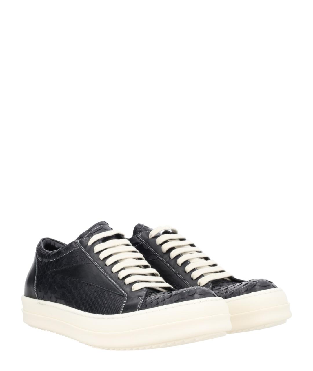 RICK OWENS Черные кожаные низкие кроссовки / кеды, фото 2