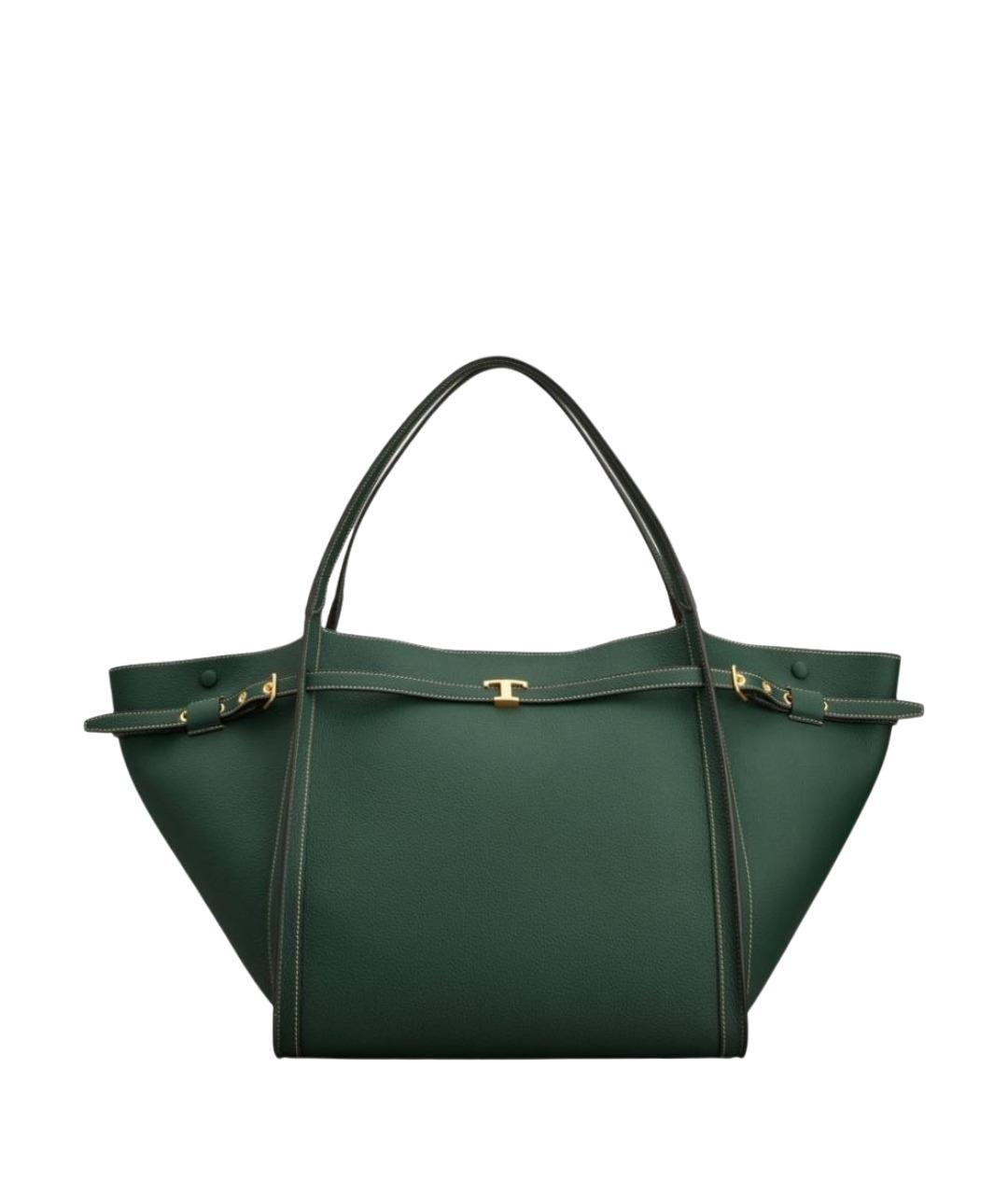TOD'S Зеленая кожаная сумка тоут, фото 1