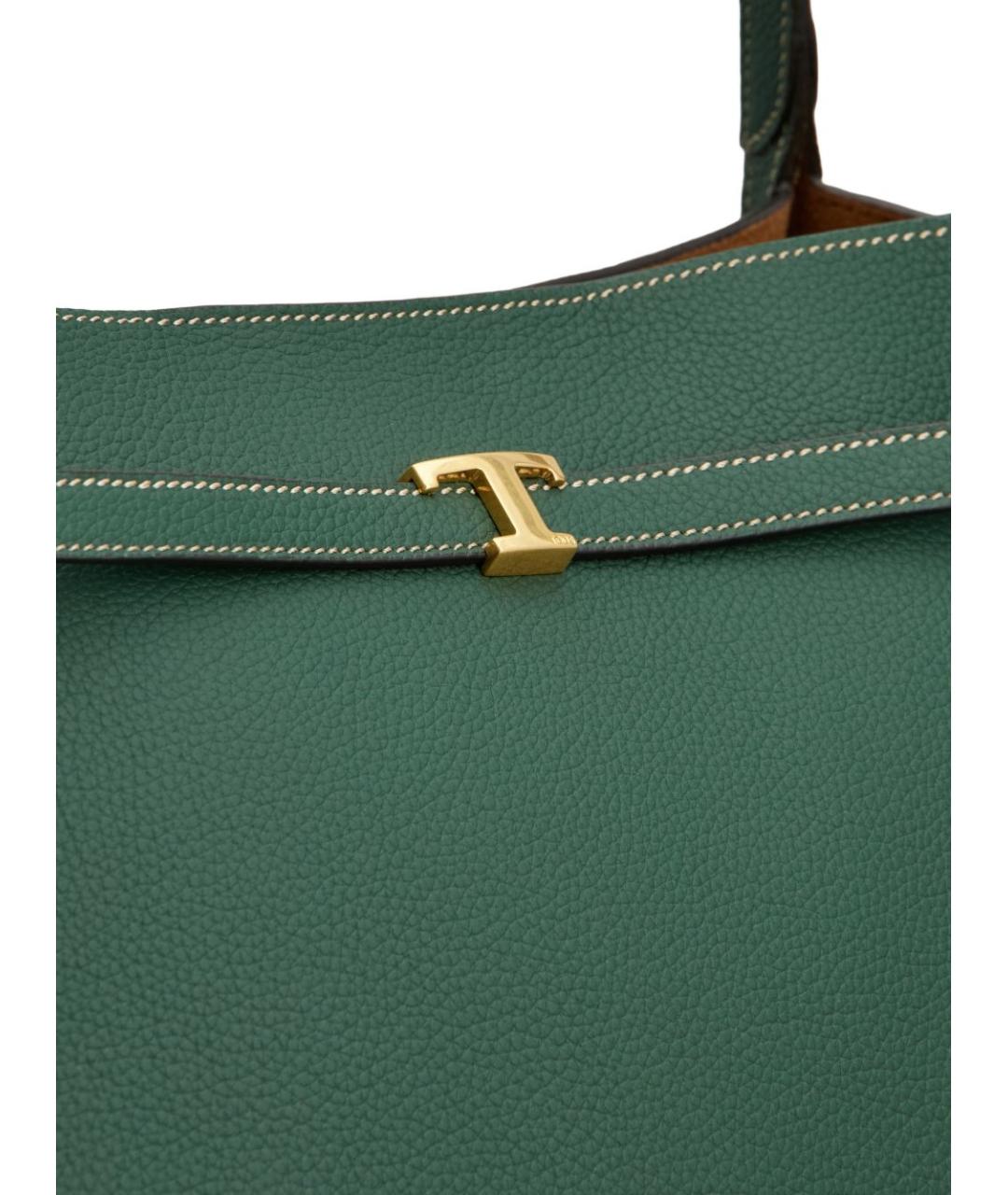 TOD'S Зеленая кожаная сумка тоут, фото 3