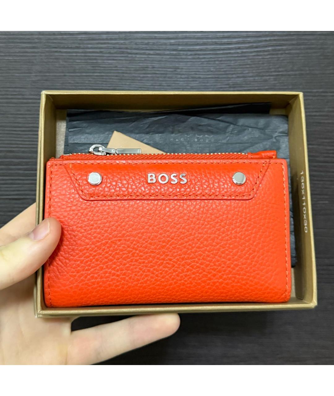 HUGO BOSS Оранжевый кожаный кошелек, фото 4