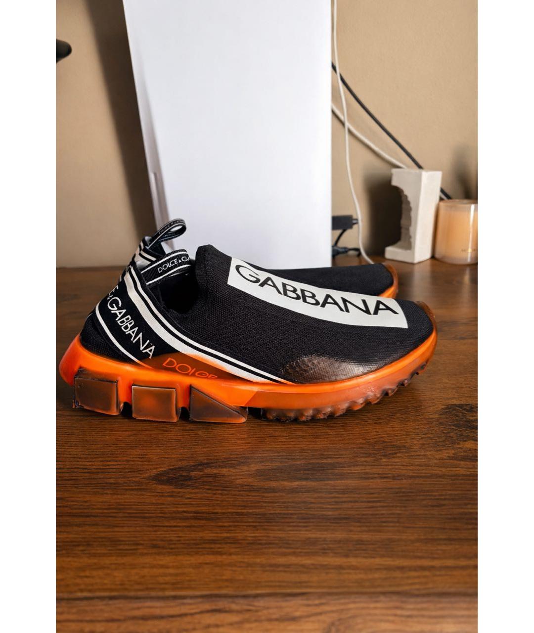 DOLCE&GABBANA Черные текстильные низкие кроссовки / кеды, фото 6